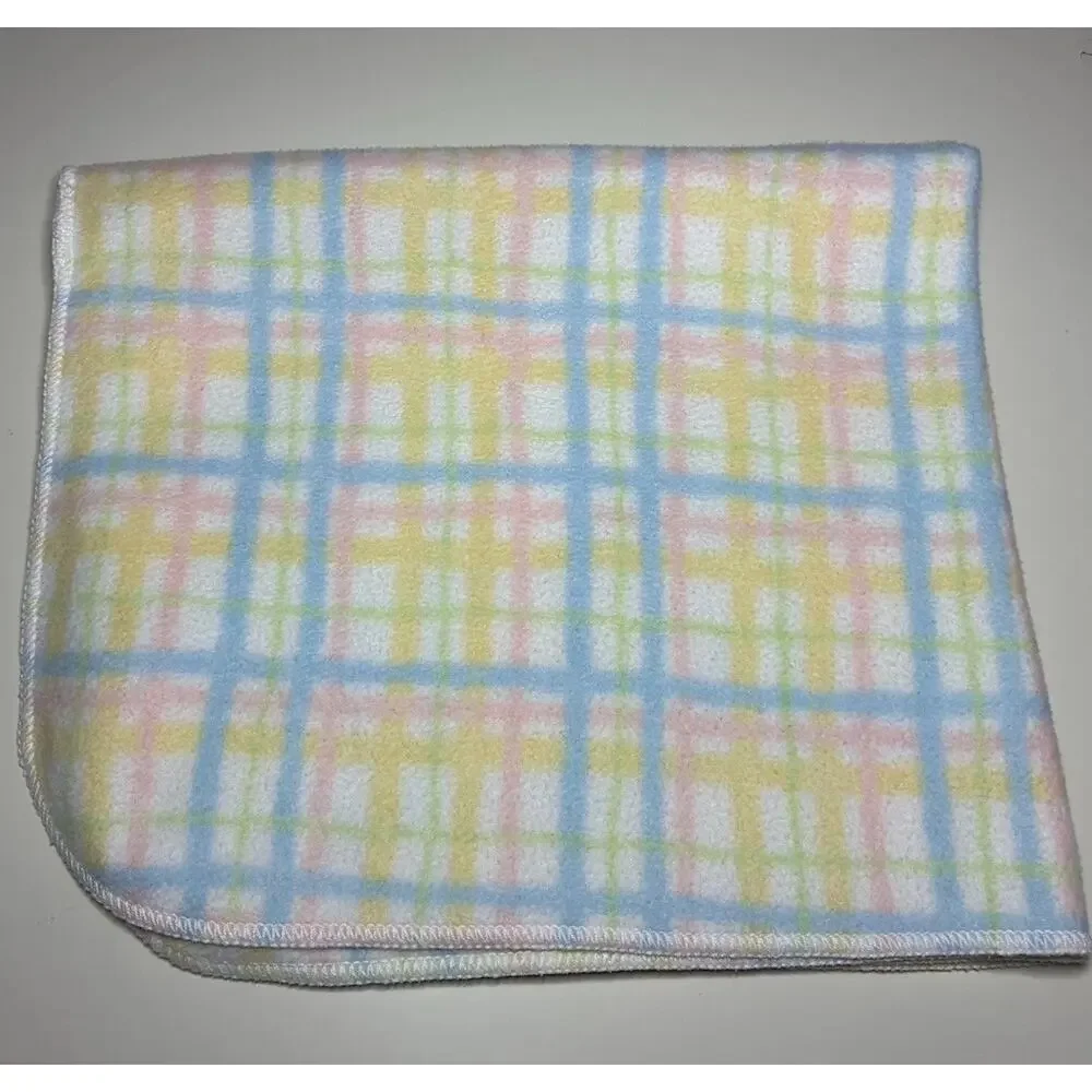 Martha Stewart Everyday Baby Blanket Pastel Plaid White Pink Blue Yellow